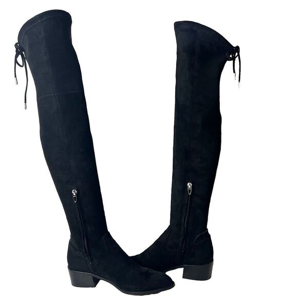 Dolce Vita Women's 6 Black Faux Suede Over The Knee Casual Boots Zip Up Low Heel - Picture 5 of 10